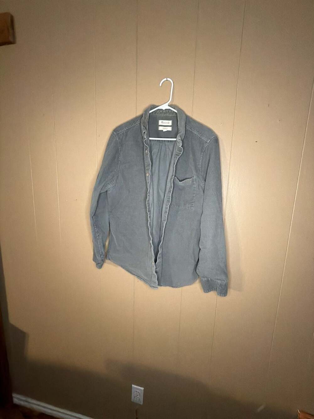 Madewell Perfect Fit Corduroy Button-Up Long Sleeve Shirt Gray Size L